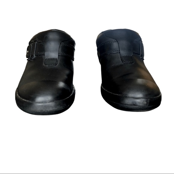 MERRELL Luxe Plunge Slip On Leather Clogs Black size 8.5 small heel - Picture 2 of 7